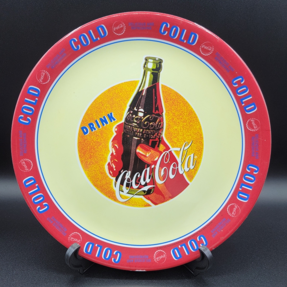 Coca-Cola Plastic Plate Made by Gibson White Red Blue Rare